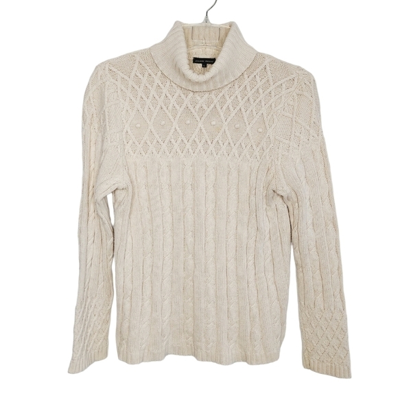 VTG Jeanne Pierre Sweater Large Turtleneck Cable Knit Fishermans Knit Bobbled - Picture 4 of 12